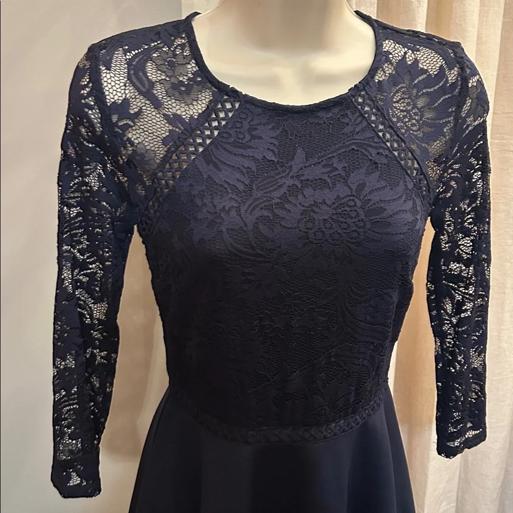City Studio Navy Long Sleeve Lace Dress - Picture 4 of 5